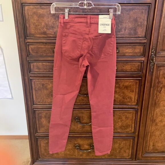 L’AGENCE Margot  woman’s light maroon high rise skinny jeans - Picture 8 of 15